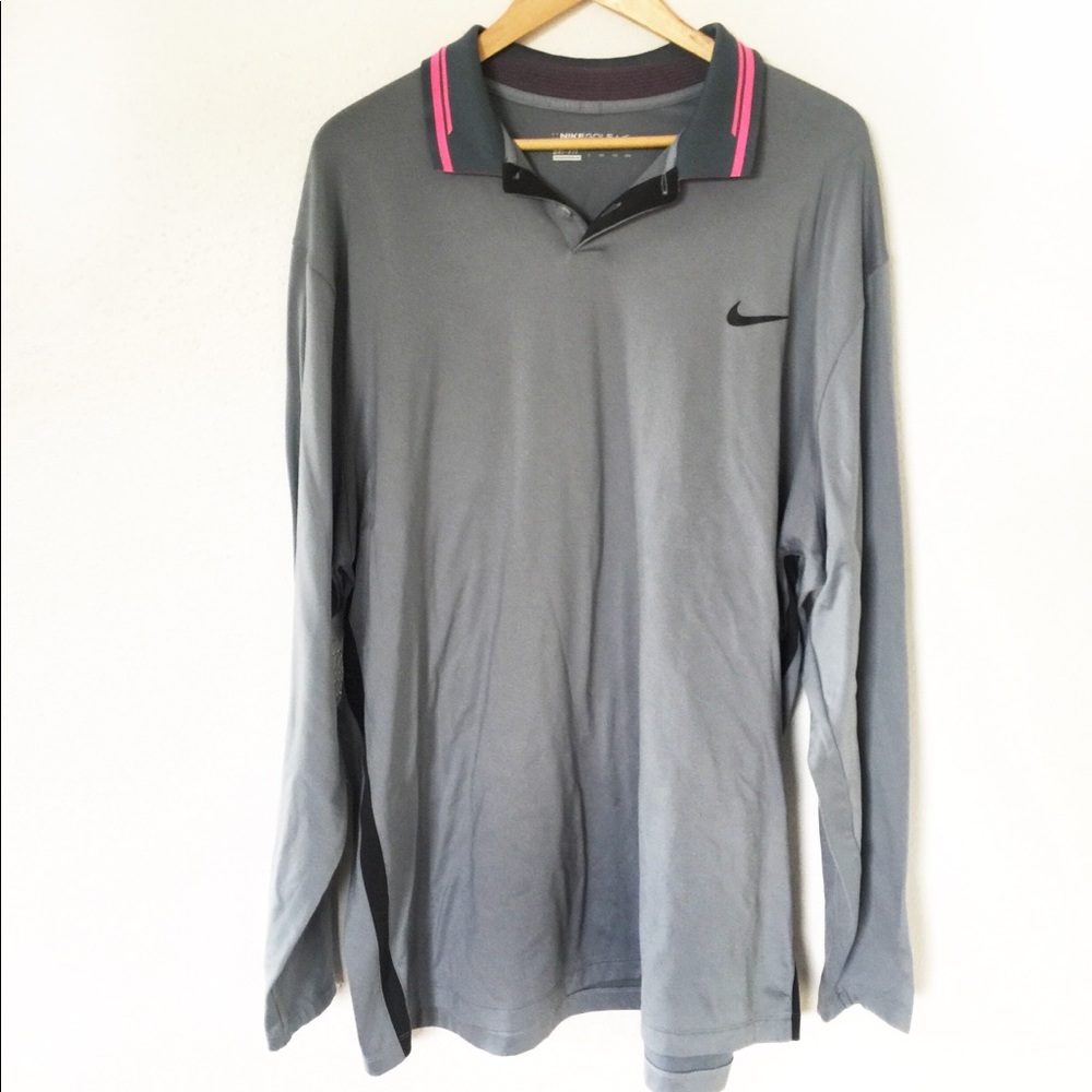 NIKE gray long sleeve golf shirt XXL